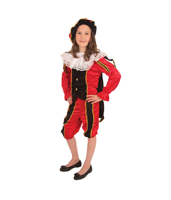Pietenpak meisje rood/zwart luxe