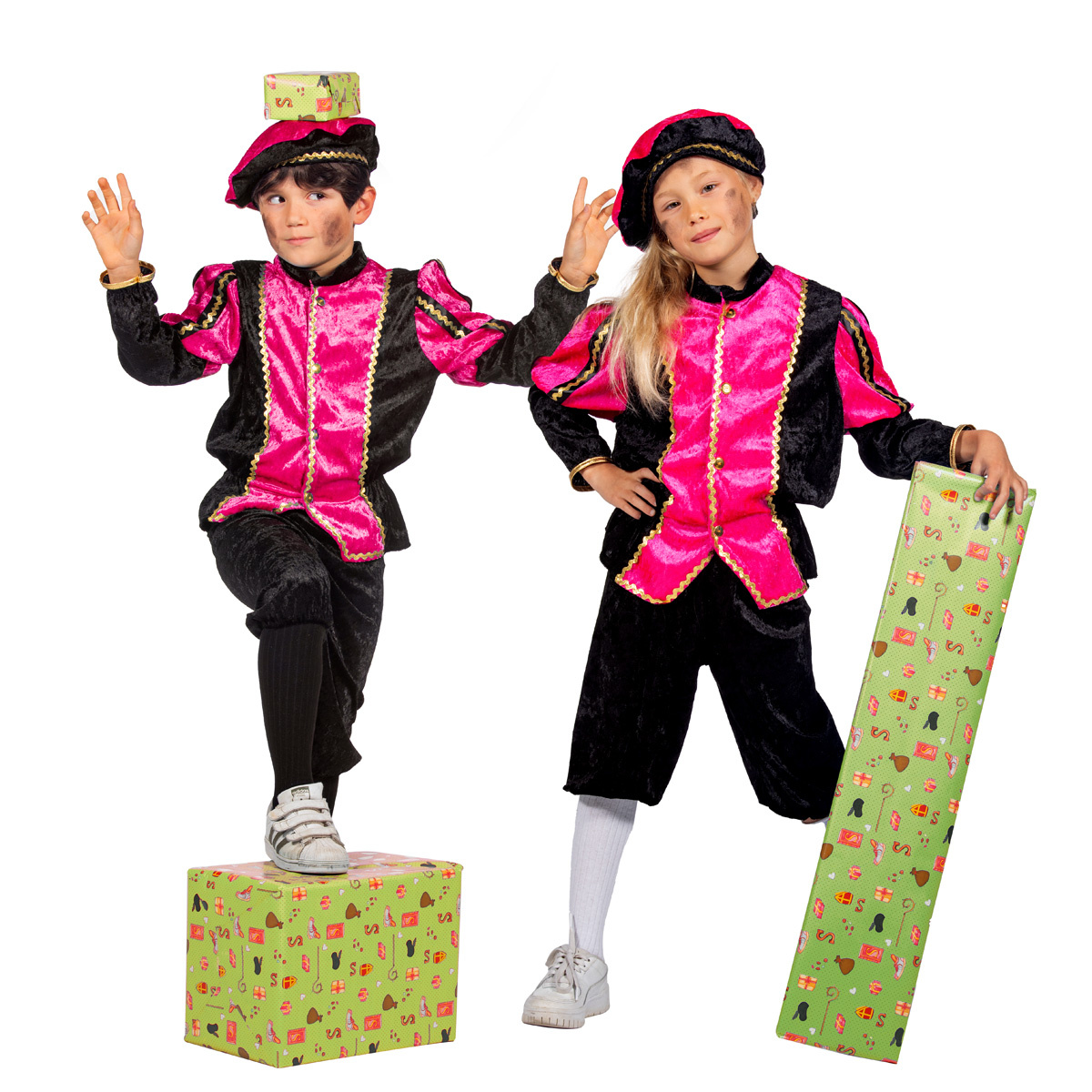 Wilbers & Wilbers - Pietenpakken - Vrolijk Pietje Roze Pietenpak Kind Kostuum - Roze - Maat 104 - Sinterklaas - Verkleedkleding