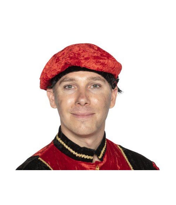 Piet baret velours met struisveer