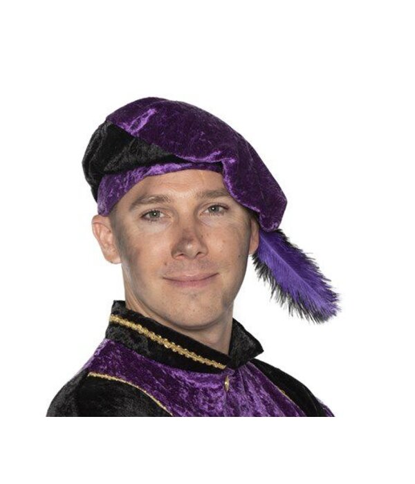 Piet baret velours met struisveer