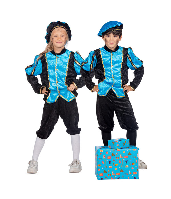 Pietenpak Kind Lichtblauw/Zwart Luxe