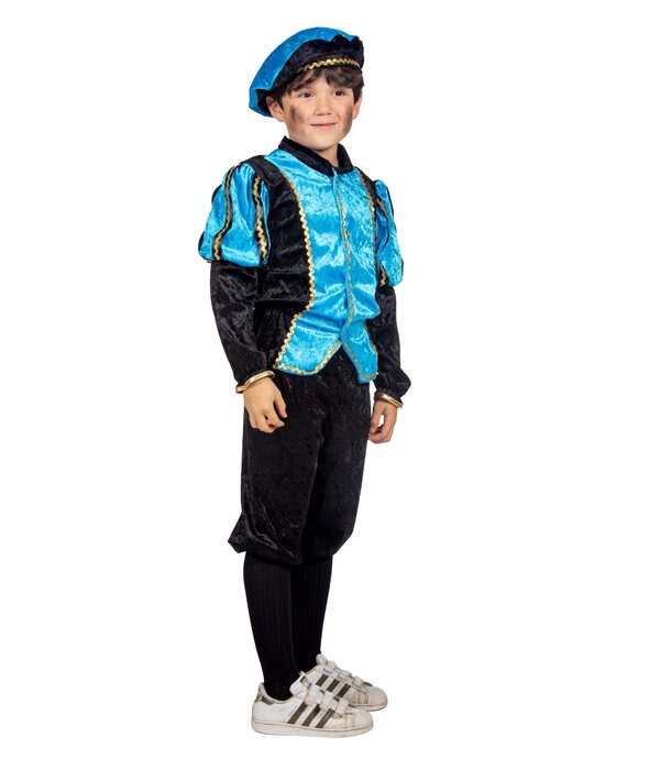 Pietenpak Kind Lichtblauw/Zwart Luxe