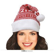 Kerstmuts Rood Gebreid Met Witte Prints