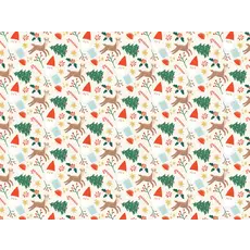 Inpakpapier Kerstmis Beige met Kerstprints (200x70cm)