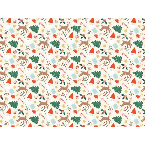 Inpakpapier Kerstmis Beige met Kerstprints (200x70cm)