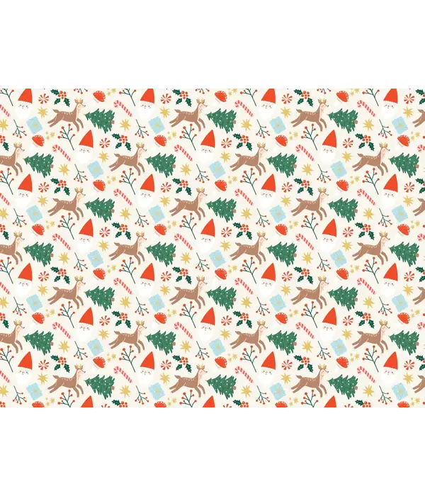 Inpakpapier Kerstmis Beige met Kerstprints (200x70cm)