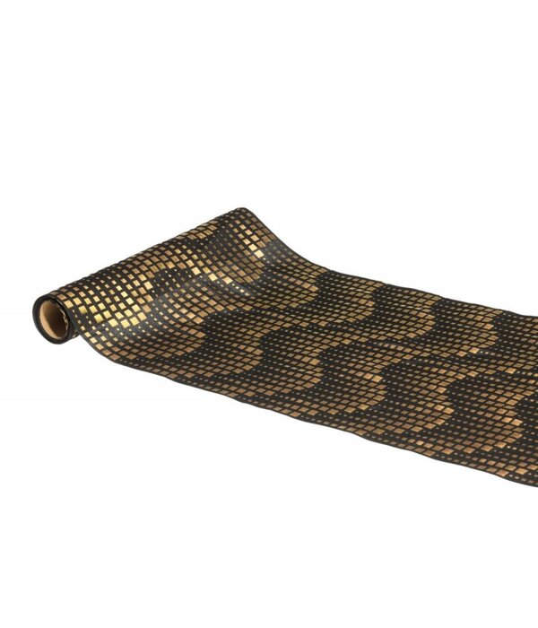 Zwarte Tafelloper Gold Metal Waves (300x28cm)