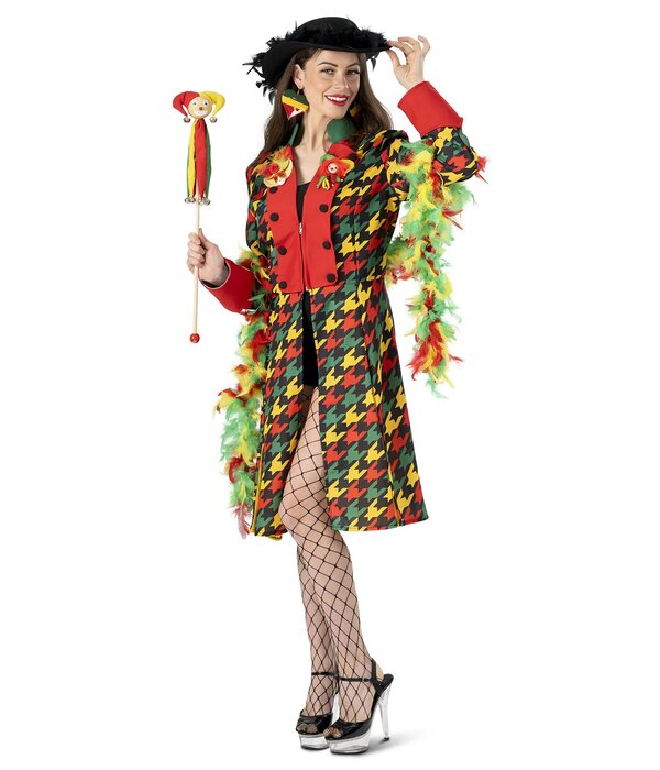 Carnavalsjas Vrouw Rood/Geel/Groen Patroon Elise