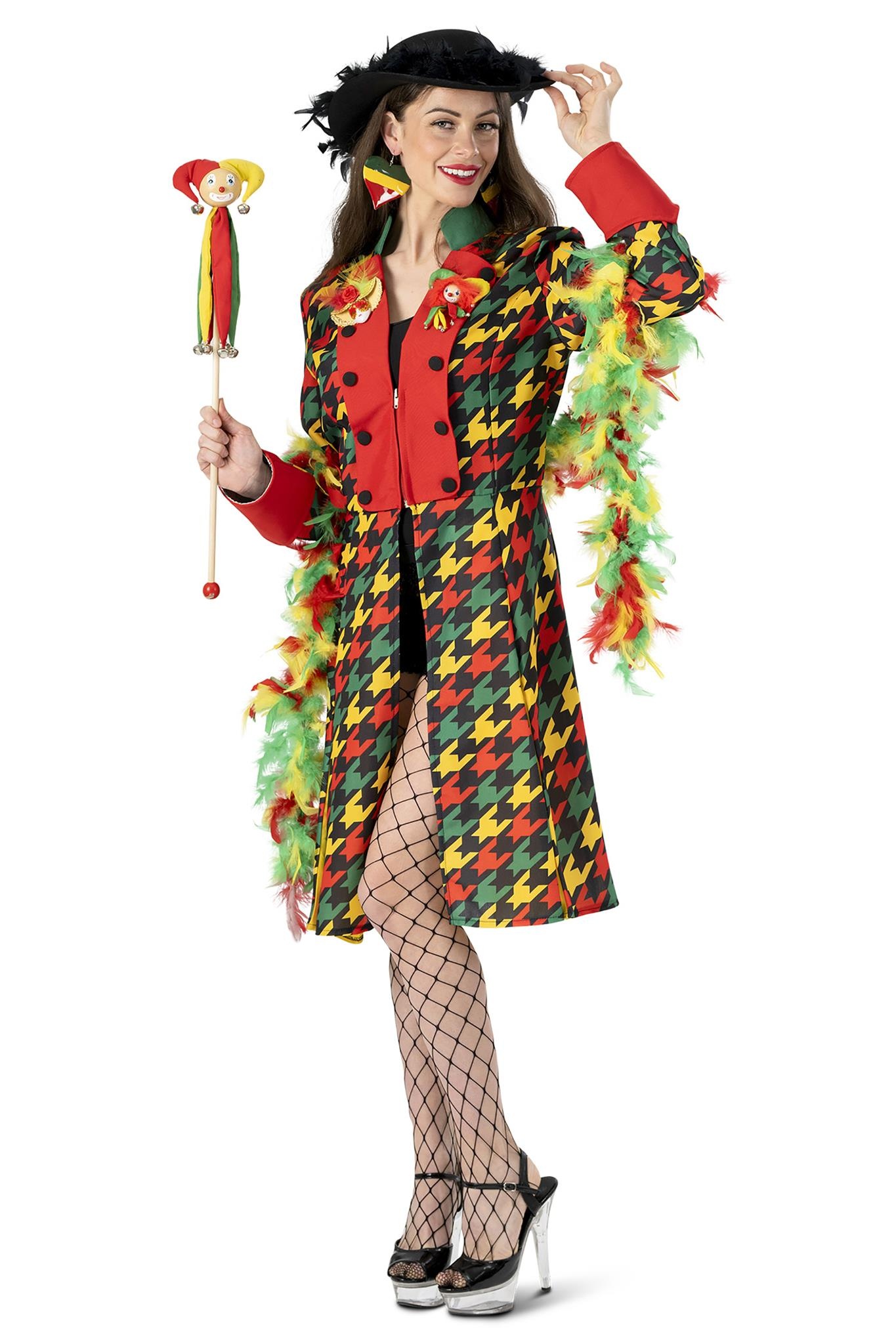 Carnavalsjas Vrouw Rood/Geel/Groen Patroon Elise afbeelding