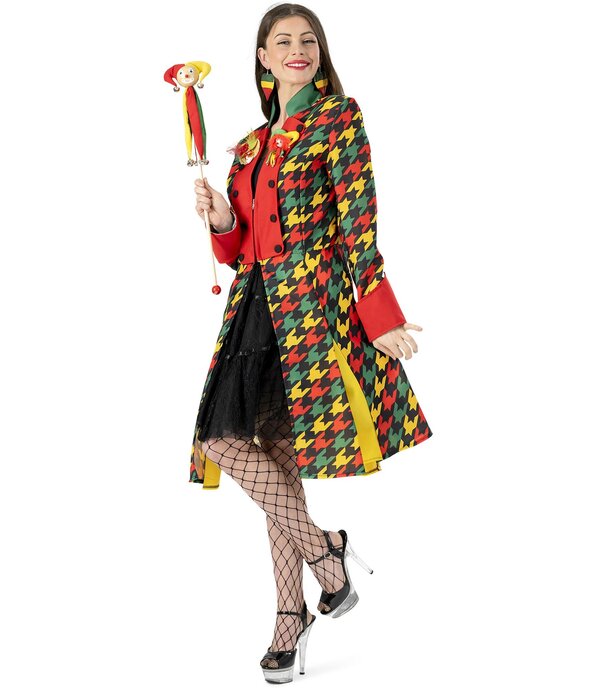 Carnavalsjas Vrouw Rood/Geel/Groen Patroon Elise