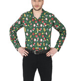 Kerst Overhemd Kerstfiguren Groen