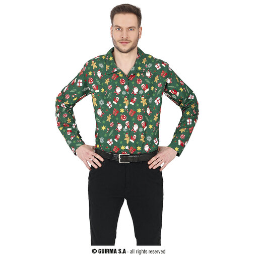 Kerst Overhemd Kerstfiguren Groen