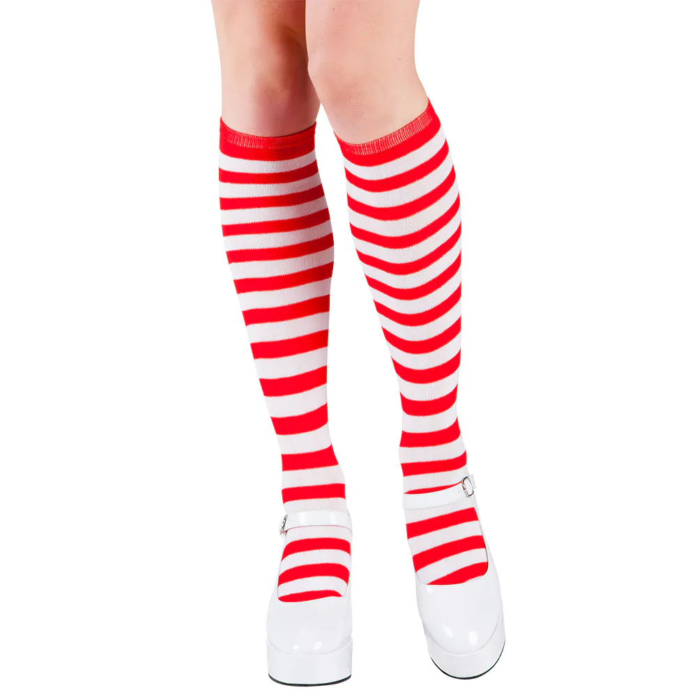 Kniekousen Gestreept rood/wit Lucy