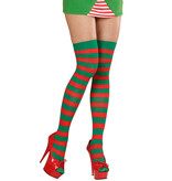 Thigh High Rood/Groen Gestreept