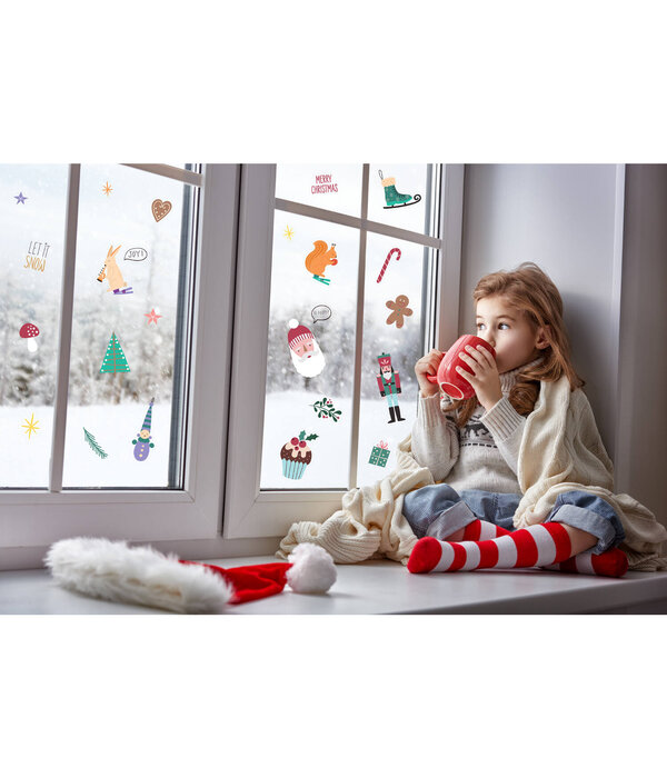 Raamstickers Kerstsymbolen Holly Jolly (27st)