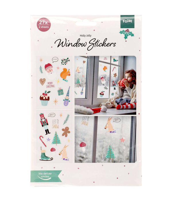 Raamstickers Kerstsymbolen Holly Jolly (27st)
