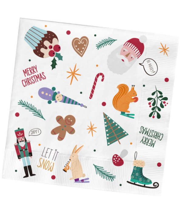Servetten Kerstsymbolen Holly Jolly (20st)