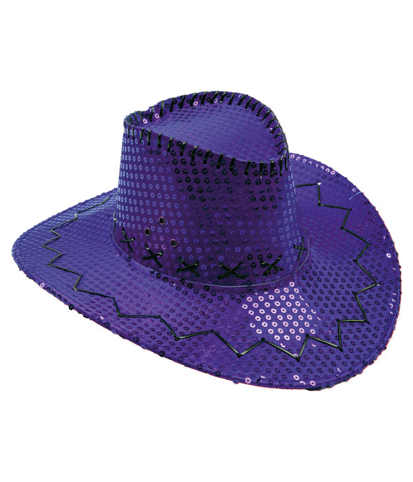Hoed Cowboy Sequin Paars
