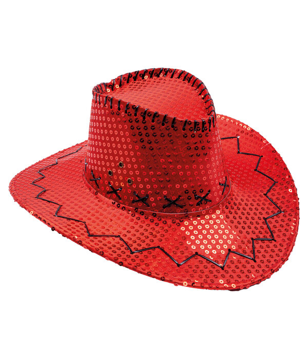 Hoed Cowboy Sequin Rood