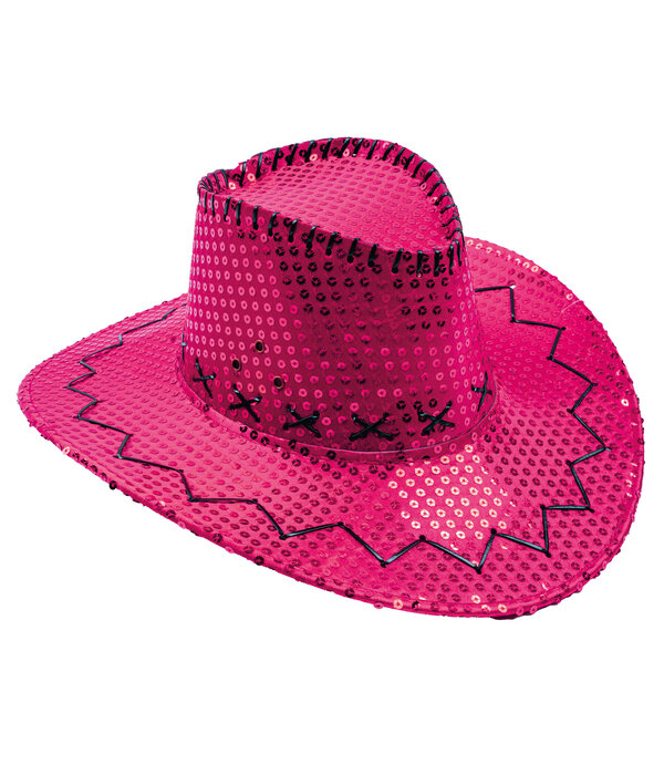 Hoed Cowboy Sequin Fuchsia