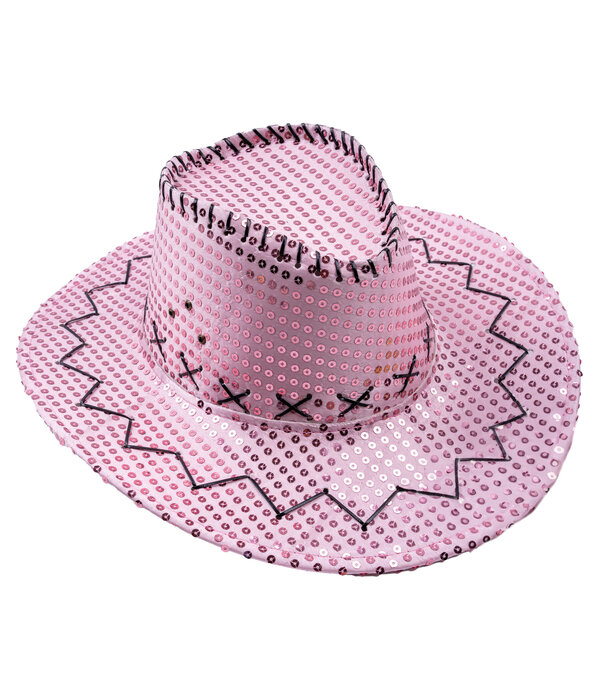 Roze cowboyhoed met pailletten