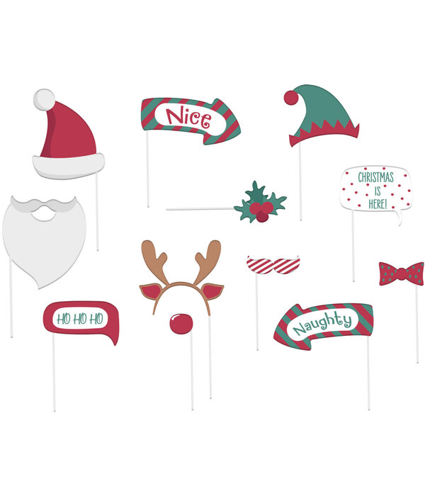 Photobooth Accessoires Holly Jolly Christmas (12st)