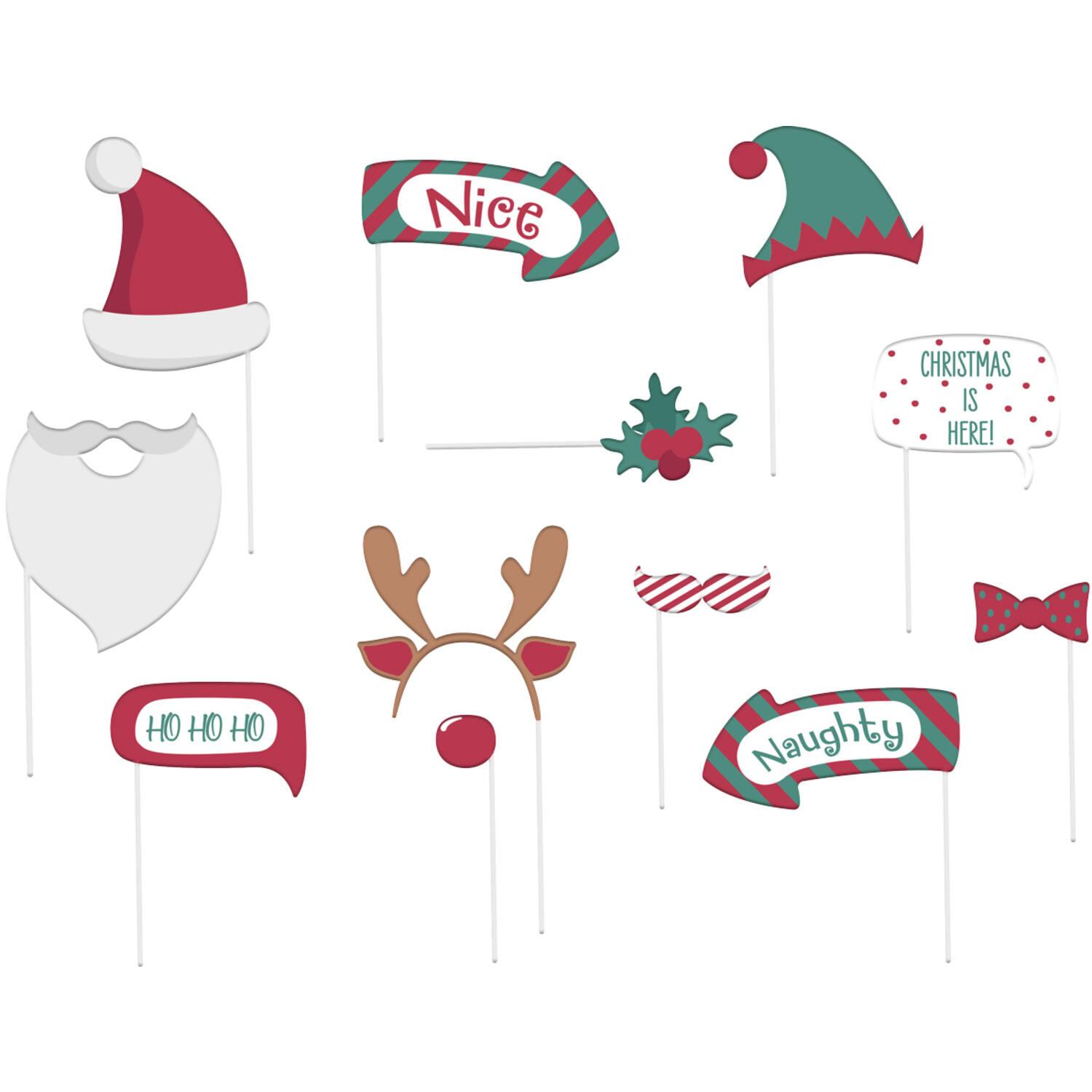 Photobooth Accessoires Holly Jolly Christmas (12st) afbeelding