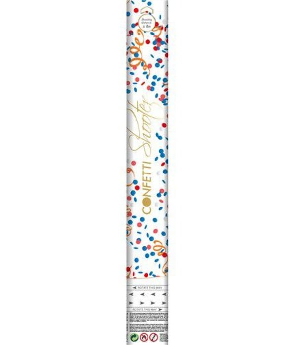 Confetti Shooter Rood/Wit/Blauw/Oranje (40cm)