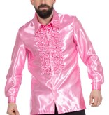 Ruchesblouse satijn roze