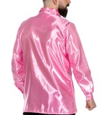 Ruchesblouse satijn roze