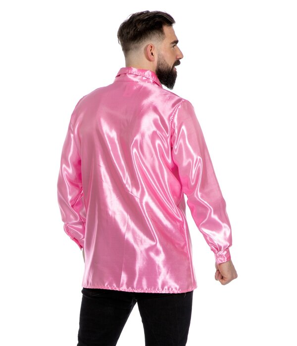 Ruchesblouse satijn roze