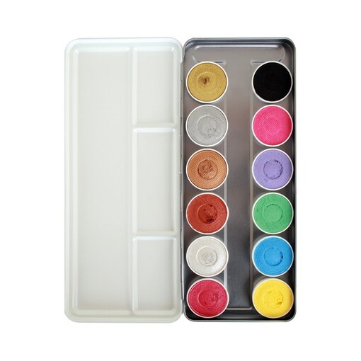 Face & Bodypaint Palet Shimmer & Pastel Aqua 12 kleuren (12x5gr)
