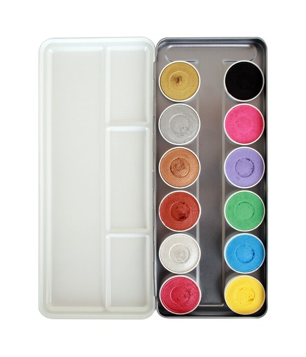 Face & Bodypaint Palet Shimmer & Pastel Aqua 12 kleuren (12x5gr)