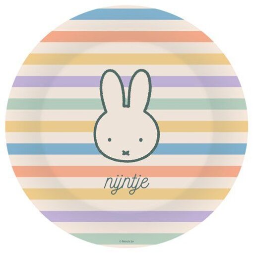 Nijntje Pastel Borden Met Gekleurde strepen (8st)