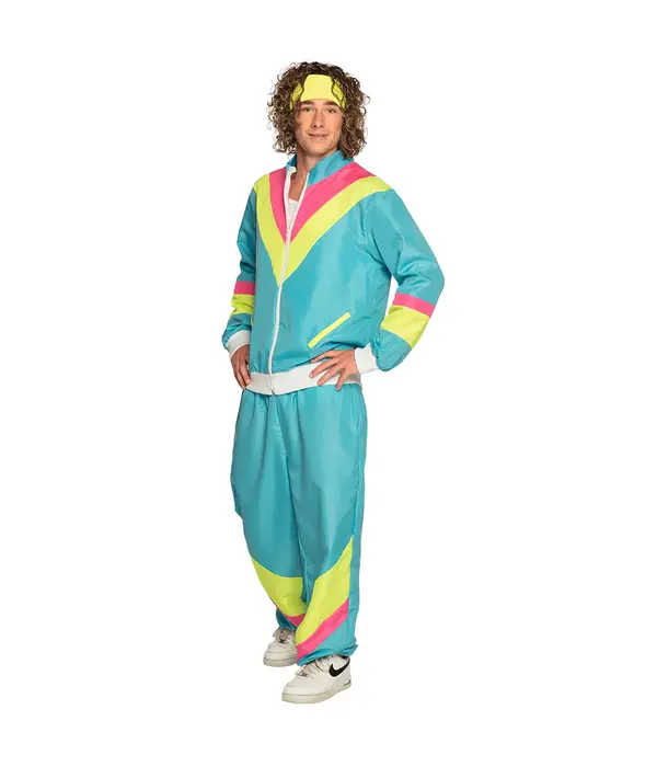 Retro Trainingspak Neon-Blauw
