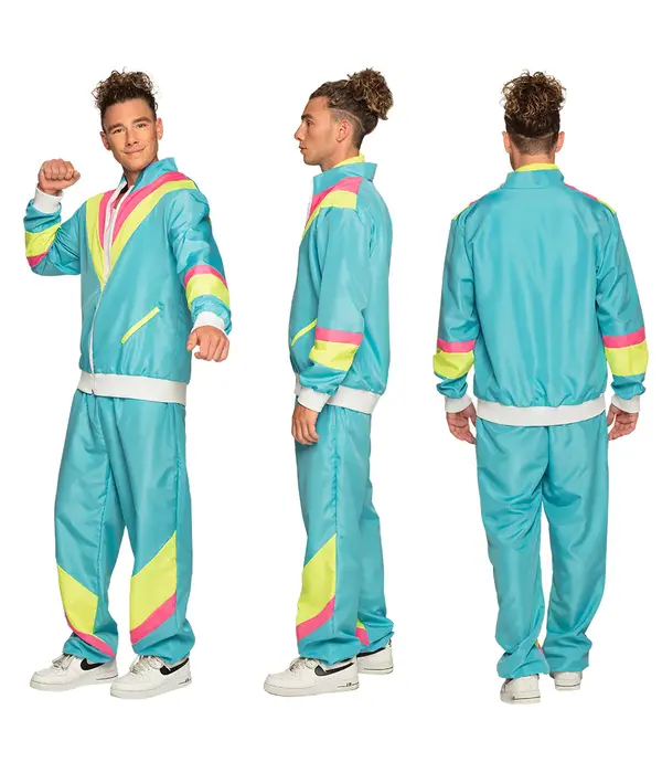 Retro Trainingspak Neon-Blauw