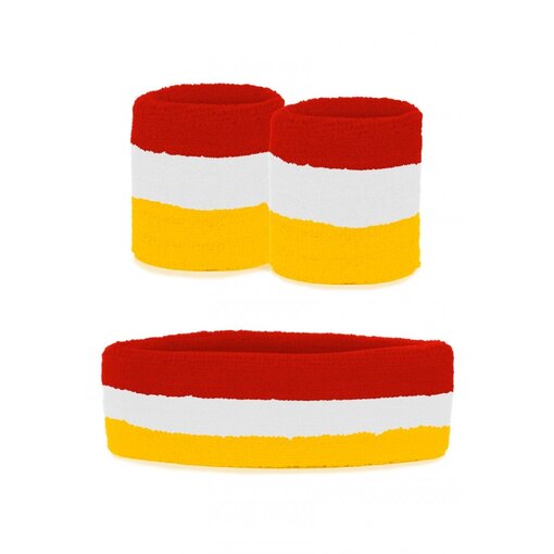 Zweetbandjes Set  Rood/Wit/Geel Oeteldonk