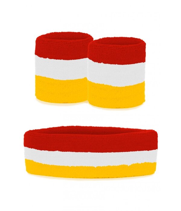 Zweetbandjes Set  Rood/Wit/Geel Oeteldonk