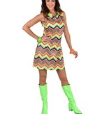 Neon Jurk Dames Multicolors Zigzag