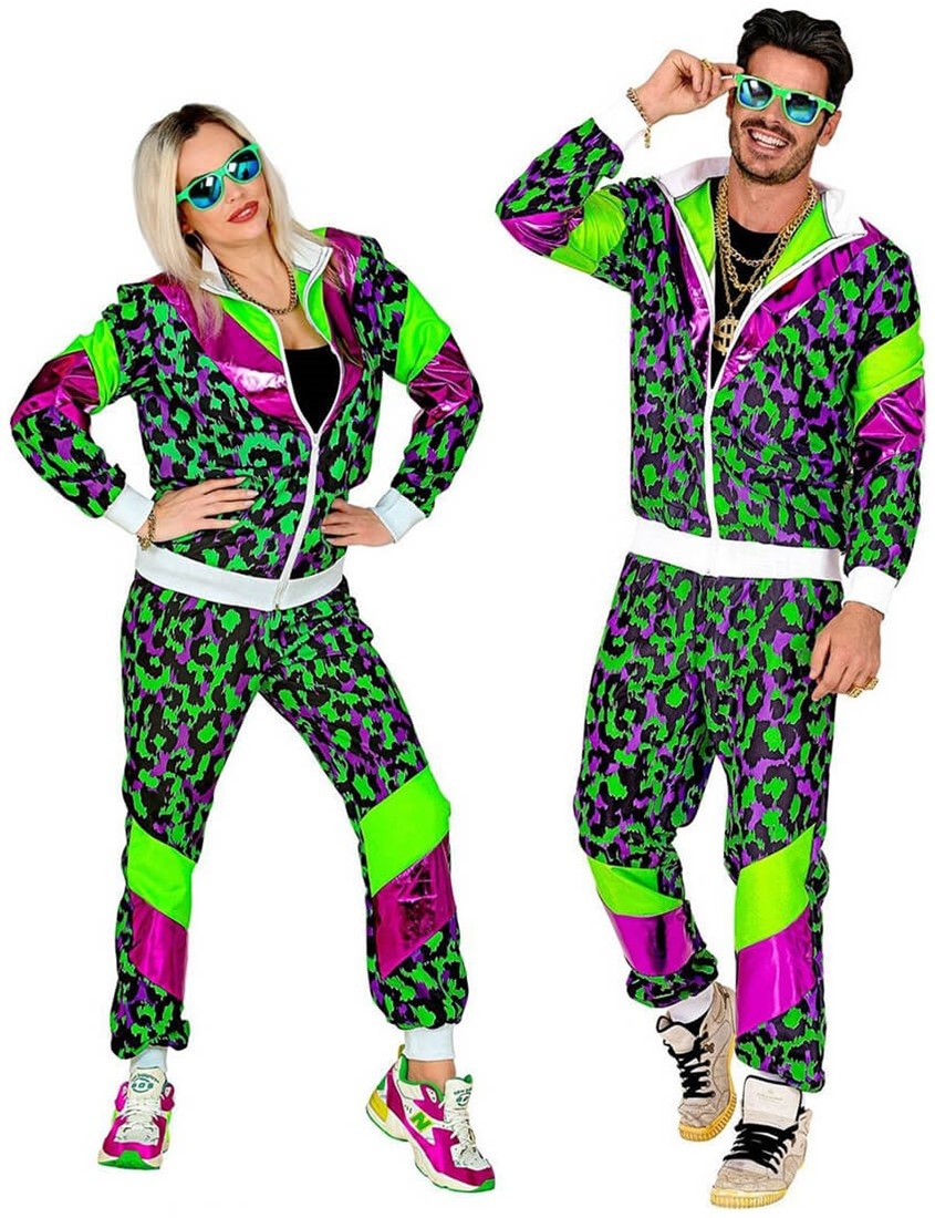 Neon Trainingspak Party Animal Groen/Paars afbeelding