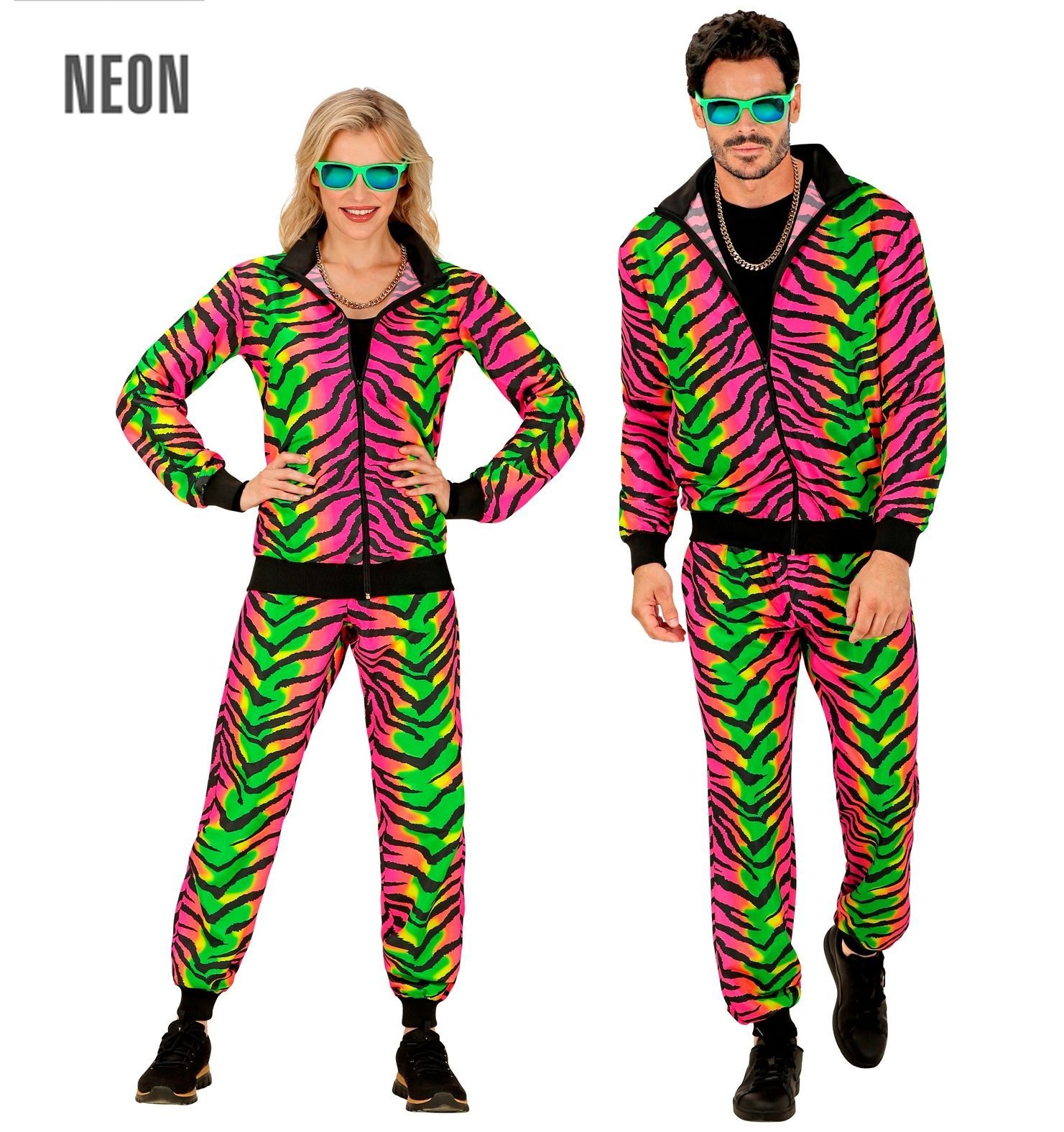 Neon Rave Trainingspak Zebraprint Gekleurd afbeelding