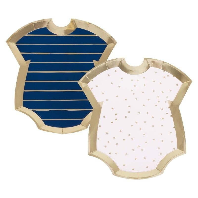 Gender Reveal Bordjes Rompertjes Blauw/Roze (8st) afbeelding