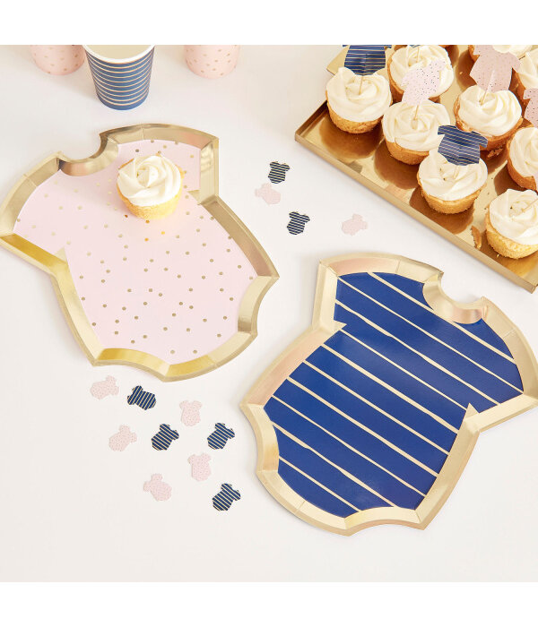 Gender Reveal Bordjes Rompertjes Blauw/Roze (8st)