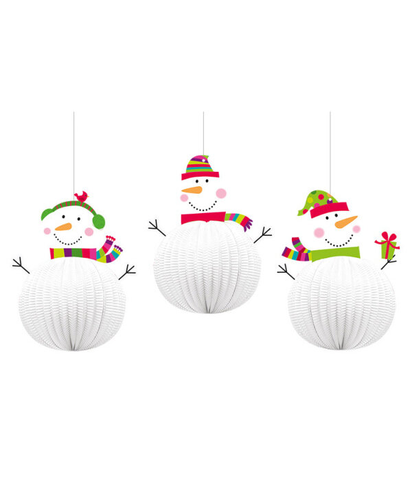 Blije Sneeuwman Hangdecoratie (3st)