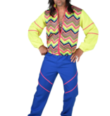 80's Neongeel/Blauw Zigzag Pak Heren