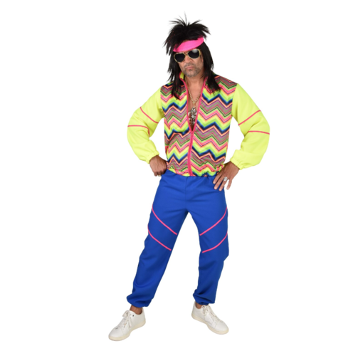 80's Neongeel/Blauw Zigzag Pak Heren