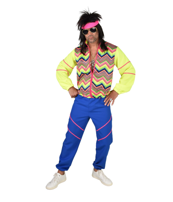 80's Neongeel/Blauw Zigzag Pak Heren