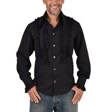 Party Blouse Rouches Zijden Zwart