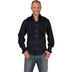 Party Blouse Rouches Zijden Zwart