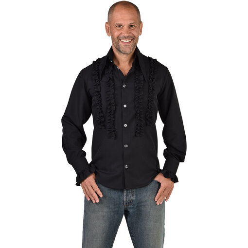 Party Blouse Rouches Zijden Zwart